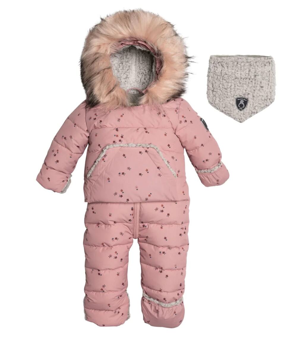 Deux Par Deux One Piece Baby Snowsuit Mini Fleurs Baby 3M New Pink E10B701